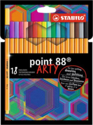 Liner, sada, 0,4 mm, STABILO "Point 88 ARTY", 18 rznych farieb
