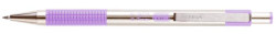 Gukov pero, 0,24 mm, stlac mechanizmus, nerezov oce, farba tela: pastelov fialov, ZEBRA "F-301", modr