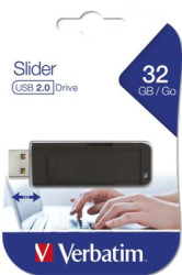 USB k, 32GB, USB 2.0, VERBATIM "Slider", ierny