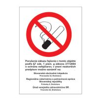 Etikety inform.''Zákaz fajčiť podľa § zákona..''