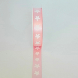 Stuha látková 15mmx3m ružová s hviezdami
