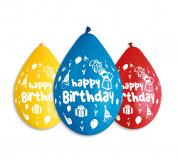 Party balón H.Birthday P97 12''/5ks