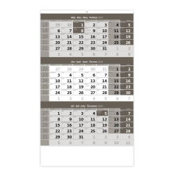 Trojmesaèný kalendár šedý 24