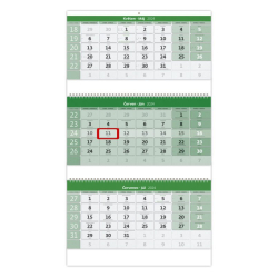 N213 Štvormesačný kalendár so špirálou GREEN 23