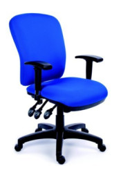 Kancelárska stolièka, s opierkami, èalúnená, èierny podstavec, MaYAH "Comfort", modrá