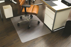 Podložka pod stoličku, na tvrdé podlahy, tvar E, 180x120 cm, RS OFFICE "Ecoblue"