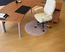 Podložka pod stoličku, na tvrdú podlahu, guľatý tvar, priemer 60 cm, BSM, priehľadná