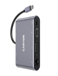 USB rozbočovač-HUB, USB-C/USB 3.0/HDMI/VGA/Ethernet/audio, CANYON "DS-14"