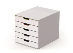 Zásuvkový box, plastový, 5 zásuviek , DURABLE "VARICOLOR® 5", biela