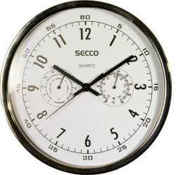 Nstenn hodiny, 30,5 cm, s vlhkomerom, s teplomerom, biely cifernk, SECCO, chrmov rm