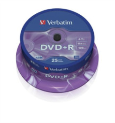 DVD+R disk, AZO, 4,7GB, 16x, 25 ks, cake box, VERBATIM