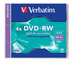 DVD-RW disk, prepisovate¾ný, 4,7GB, 4x, 1 ks, klasický obal, VERBATIM
