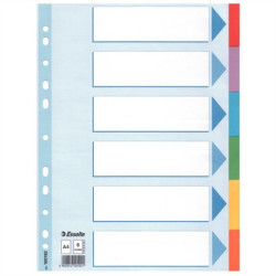 Register, kartónový, A4, 6 dielny, popisovate¾ná predná strana, ESSELTE "Standard", farebný