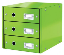 Zásuvkový box, polaminovaný kartón, 3 zásuvky, LEITZ "Click&Store", zelený