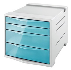 Zásuvkový box na dokumenty, plastový, 4 zásuvky, ESSELTE "Colour`Breeze", prieh¾adný modrý