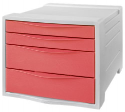 Zásuvkový box na dokumenty, plastový, 4 zásuvky, ESSELTE "Colour`Breeze", priehľadný koralový