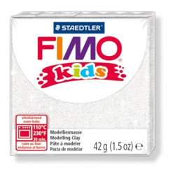 Modelovacia hmota, 42 g, FIMO "Kids", glitrov biela