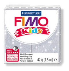 Modelovacia hmota, 42 g, polymrov, FIMO "Kids", trblietav strieborn