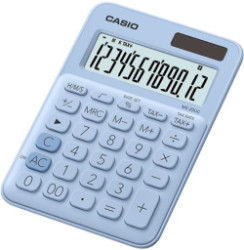 Kalkulačka, stolová, 12-miestna, CASIO "MS 20UC", svetlomodrá