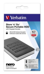 2,5" HDD (pevný disk), 1TB, USB 3.1, heslové šifrovanie, VERBATIM "Secure Portable", èierna