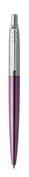 Gu¾ôèkové pero, 0,7 mm, strieborný klip, fialové telo pera, PARKER, "Royal Jotter", modrá