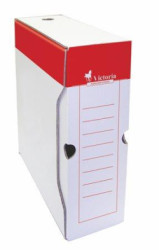 Archívny box, A4, 100 mm, kartón, VICTORIA OFFICE, červená-biela