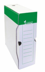 Archívny box, A4, 100 mm, kartón, VICTORIA OFFICE, zelený-biely