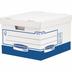 Archivačný kontajner, kartón, extra silný, FELLOWES "Bankers Box Basic", modrá-biela