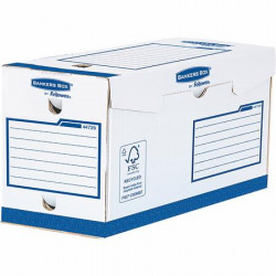 Archivačný box, extra silný, A4+, 200 mm, FELLOWES "Bankers Box Basic", modrá-biela