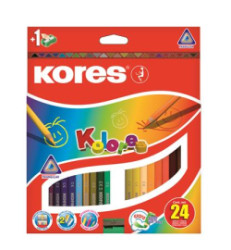 Farebn ceruzky, trojhrann tvar, KORES "Triangular", 24 rznych farieb