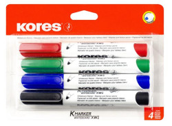Popisova na tabule a flipchart, sada, kueov hrot, KORES "Eco K-Marker", 4 rzne farby