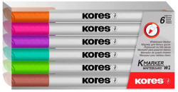 Popisova na biele a flipchartov tabule, sada, 1-3 mm, kueov hrot, KORES "K-Marker", 6 rznych farieb