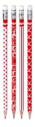 Grafitov ceruzka s gumou, HB, trojhrann tvar, KORES, erveno-biela