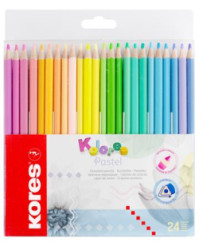 Farebn ceruzky, sada, trojhrann, KORES "Kolores Pastel", 24 pastelovch farieb