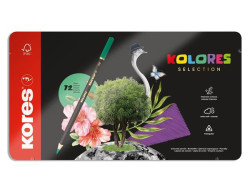 Farebn ceruzky, sada, trojhrann, kovov krabica, KORES "Kolores Selection", 72 rznych farieb