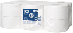 Toaletný papier, T2 systém, 2-vrstvový,  priemer: 19,5 cm, Advanced, TORK "Mini Jumbo", biela