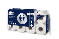 Toaletný papier, T4 systém, 2-vrstvový, priemer: 10,3 cm, Advanced, TORK, biela