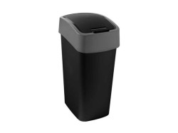 Odpadkový kôš s výklopným vekom 45 litrov, CURVER "Pacific flip bin", èierna/strieborná