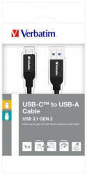 USB kábel, USB-C 3.1 - USB-A , 1 m, VERBATIM, čierna