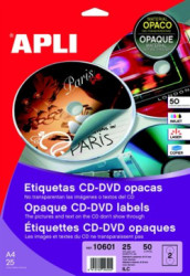 Etikety, na CD/DVD, A4, matn, APLI "Mega"
