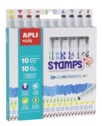 Fixky, sada, na peiatkovanie, APLI Kids "Markers Duo Stamps", 10 rznych farieb a motvov