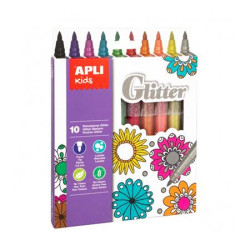 Fixky, sada, 3,8  mm, trblietavé, APLI "Kids Glitter", 10 rôznych farieb 