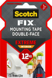 Lepiaca páska, obojstranná, extra silná, 19 mm x 1,8 m, 3M SCOTCH "Extreme Interior"