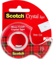 Lepiaca páska, s dispenzorom, 19 mm x 7,5 m, 3M SCOTCH "Crystal"