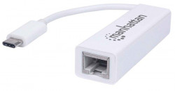Ethernet adaptr, Gigabites, USB-C konektor, MANHATTAN, biela