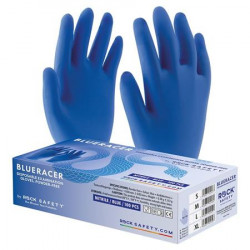 Ochranné rukavice, jednorazové, nitril, veľkos: L, nepudrované "Blueracer", modré