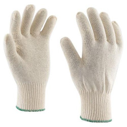 Ochranné rukavice, pletené, bavlna, veľkosť: 8, biele
