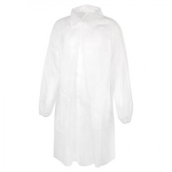 Návštevnícky plášť, jednorazový, polypropylén, suchý zips, veľkosť: XL, biely