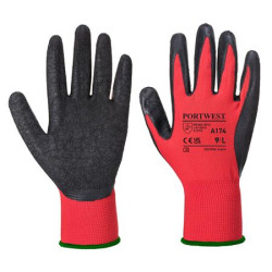 Ochranné rukavice, latex, veľkosť: M "Flex Grip", červené-čierne