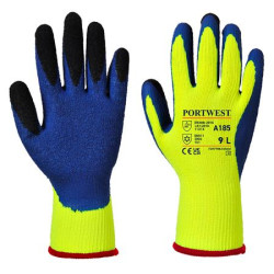 Ochranné rukavice, latex, veľkosť: L "Duo-Therm", žlté-modré